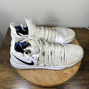 Nike KD 10 Shoes Mens Size 14 White Blue Gold 897815-101 Basketball Sneakers